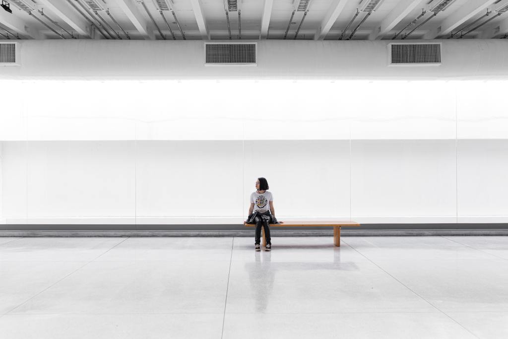 woman in a white space