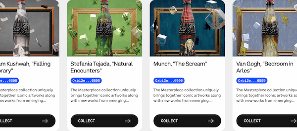 コカ・コーラ、Base上でNFTコレクション「The Masterpiece Collection」をリリース！