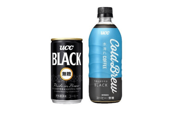 「UCC BLACK無糖 缶185g」と「UCC Cold Brew BLACK PET500ml」