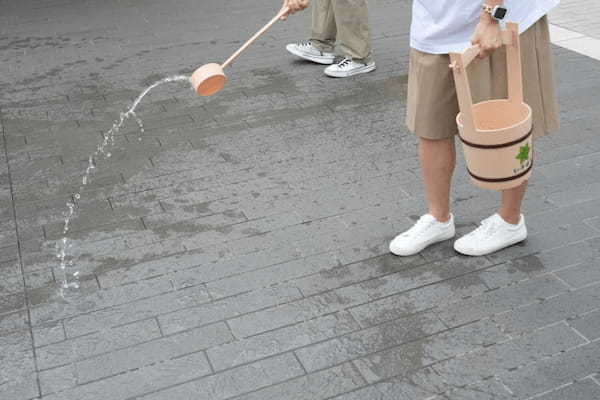 打ち水による呼びかけも