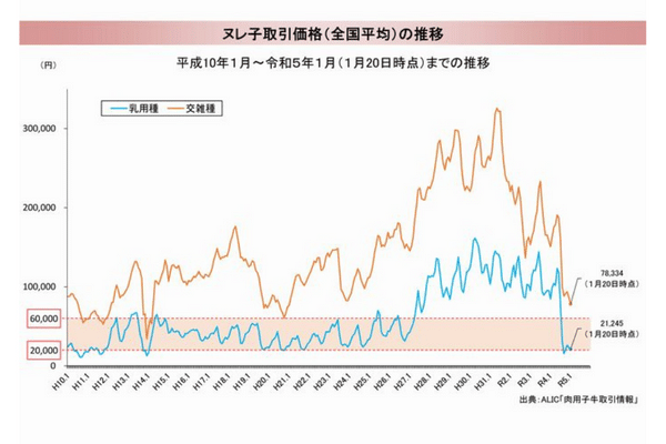 ヌレ子取引価格(全国平均)の推移