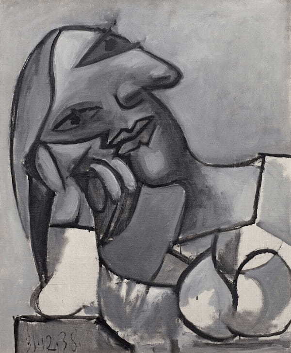 《Buste de femme accoudée, gris et blanc》（1938年）