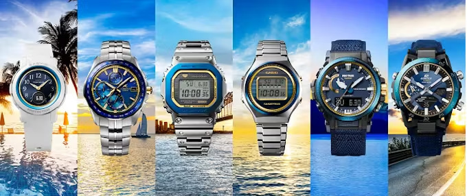 カシオ、時計事業50周年を記念し空と海がモチーフのカシオ時計ブランド横断モデル「Sky and Sea」6モデルを発売