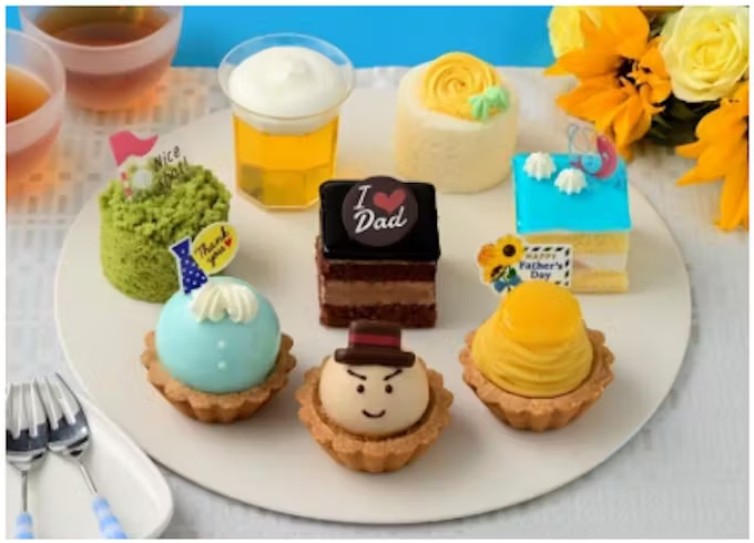 銀座コージーコーナー、生ケーキ取扱店でプチケーキアソートとチーズスフレを父の日専用ラッピングした父の日限定スイーツを販売