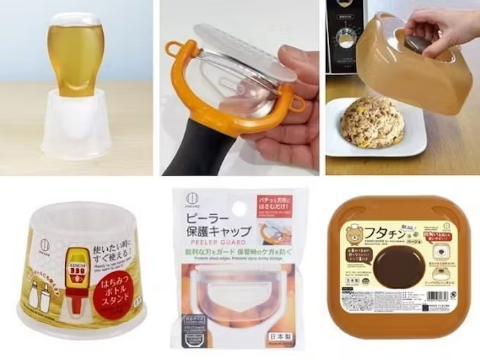 小久保工業所、キッチンの収納や調理を便利にする「はちみつボトルスタンド」「ピーラー保護キャップ」「フタチン BEAR」を発売