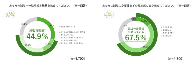 カゴメ、全国一斉ナトカリ意識調査、高血圧予防として“減塩”を心がけている人の約5割が「うまく続けられていない」と回答
