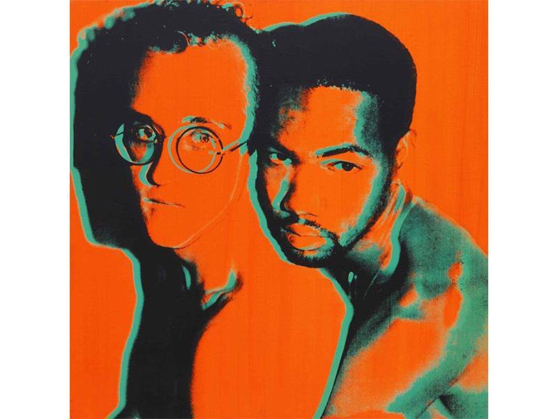 ウォーホルがキース・ヘリングと恋人の男性フアン・デュボスを描いた作品《KEITH HARING AND JUAN DUBOSE》1983